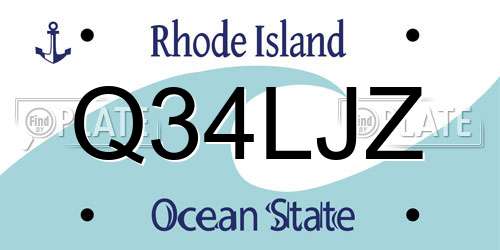 Q34LJZ Rhode Island License Plate