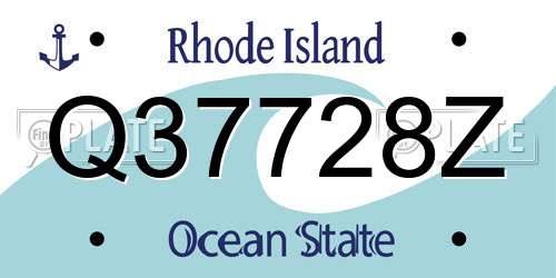 Q37728Z Rhode Island License Plate