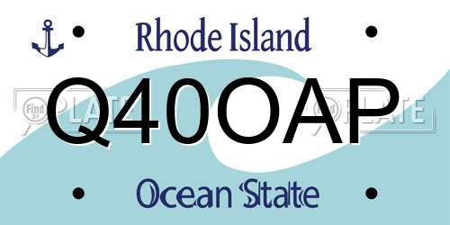 Q40OAP Rhode Island License Plate