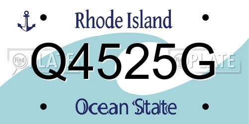 Q4525G Rhode Island License Plate