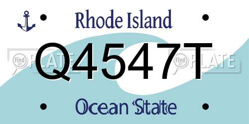 Q4547T Rhode Island License Plate