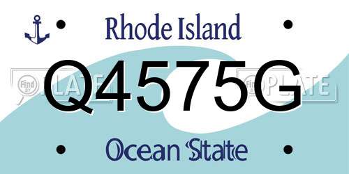 Q4575G Rhode Island License Plate