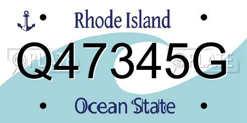 Q47345G Rhode Island License Plate