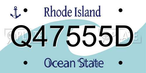 Q47555D Rhode Island License Plate
