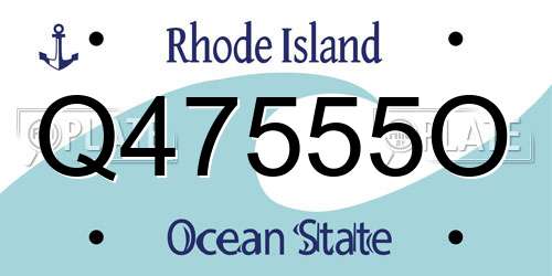 Q47555O Rhode Island License Plate