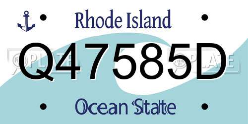 Q47585D Rhode Island License Plate