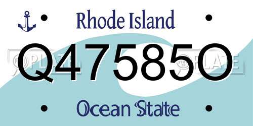 Q47585O Rhode Island License Plate