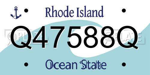 Q47588Q Rhode Island License Plate