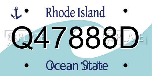 Q47888D Rhode Island License Plate