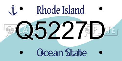 Q5227D Rhode Island License Plate