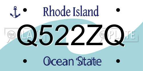 Q522ZQ Rhode Island License Plate