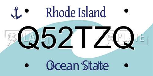 Q52TZQ Rhode Island License Plate