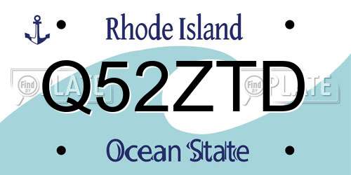 Q52ZTD Rhode Island License Plate