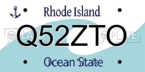 Q52ZTO Rhode Island License Plate