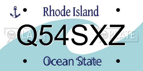 Q54SXZ Rhode Island License Plate