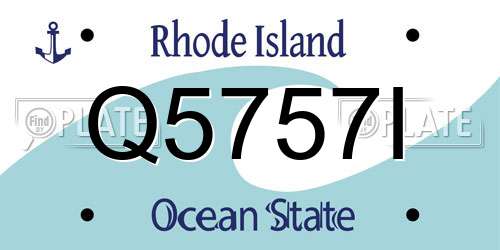 Q5757I Rhode Island License Plate