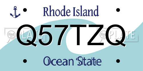 Q57TZQ Rhode Island License Plate