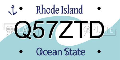 Q57ZTD Rhode Island License Plate