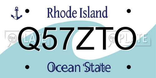 Q57ZTO Rhode Island License Plate