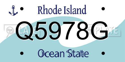 Q5978G Rhode Island License Plate