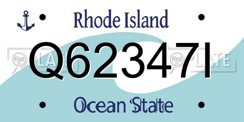 Q62347I Rhode Island License Plate