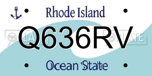 Q636RV Rhode Island License Plate