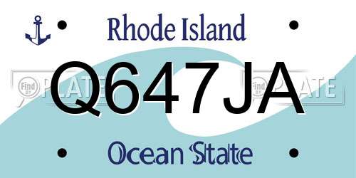 Q647JA Rhode Island License Plate
