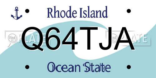 Q64TJA Rhode Island License Plate