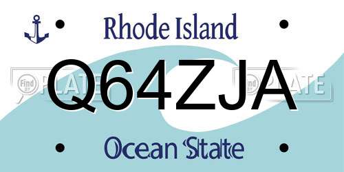 Q64ZJA Rhode Island License Plate