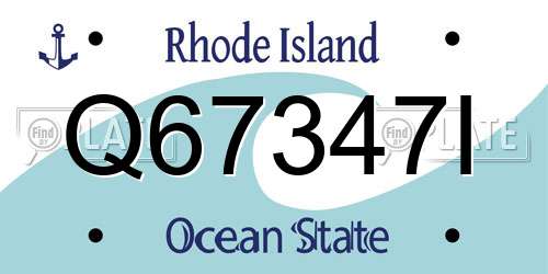 Q67347I Rhode Island License Plate