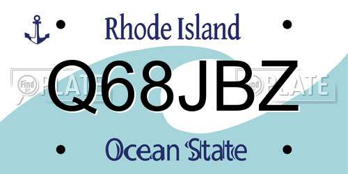 Q68JBZ Rhode Island License Plate