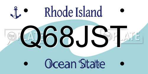 Q68JST Rhode Island License Plate