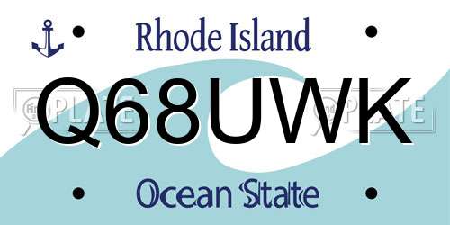Q68UWK Rhode Island License Plate