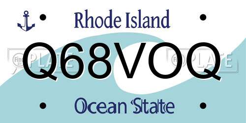 Q68VOQ Rhode Island License Plate