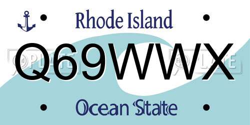 Q69WWX Rhode Island License Plate