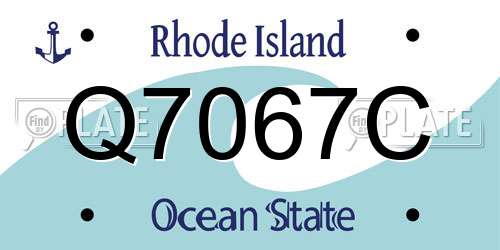 Q7067C Rhode Island License Plate