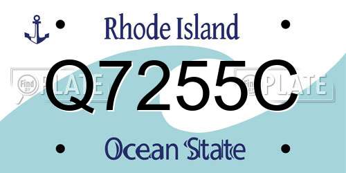 Q7255C Rhode Island License Plate