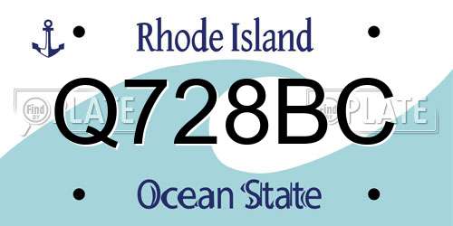 Q728BC Rhode Island License Plate