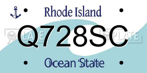 Q728SC Rhode Island License Plate