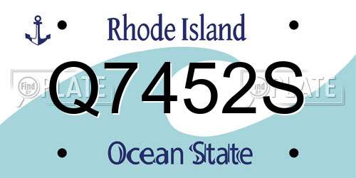 Q7452S Rhode Island License Plate