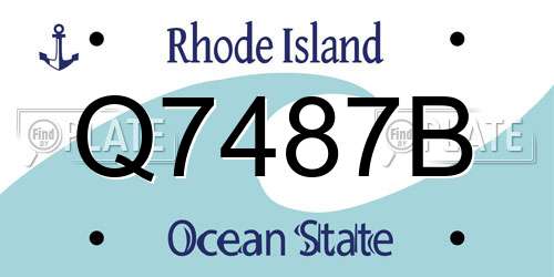 Q7487B Rhode Island License Plate