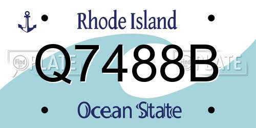 Q7488B Rhode Island License Plate