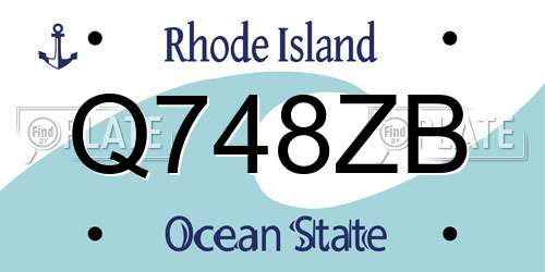 Q748ZB Rhode Island License Plate