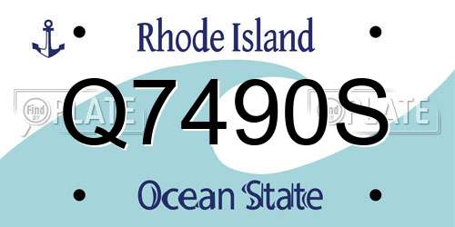 Q7490S Rhode Island License Plate