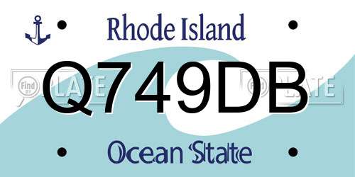 Q749DB Rhode Island License Plate