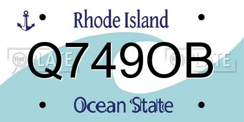 Q749OB Rhode Island License Plate