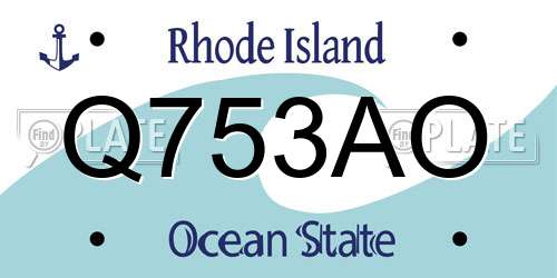 Q753AO Rhode Island License Plate
