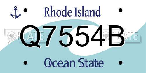 Q7554B Rhode Island License Plate