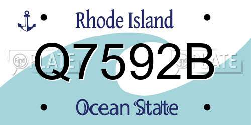 Q7592B Rhode Island License Plate