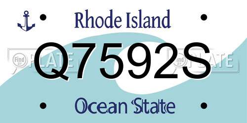 Q7592S Rhode Island License Plate